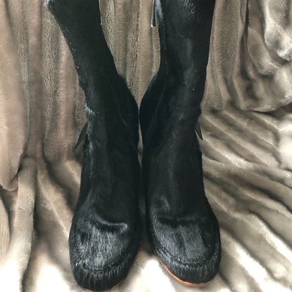 Donald J Pliner Black Calf Hair Boots - Picture 2 of 7